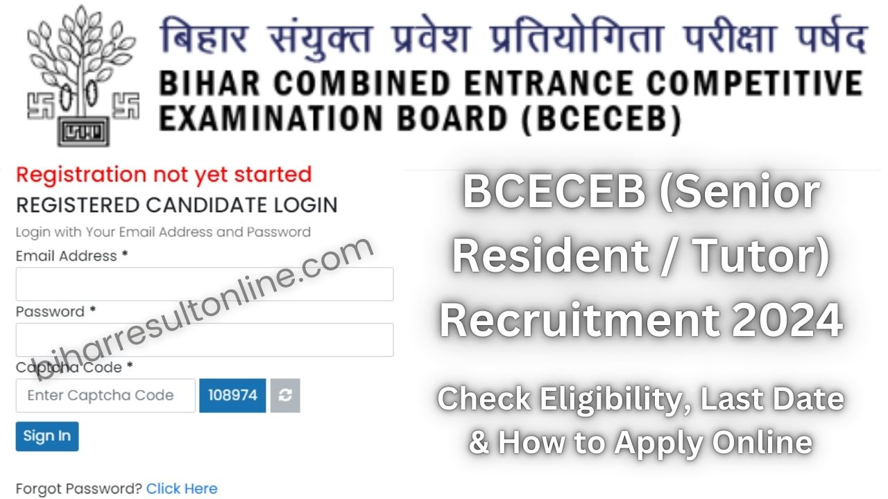 BCECEB Senior Resident & Tutor Recruitment 2024