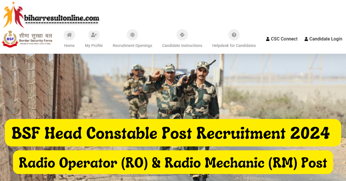 BSF Head Constable HC Radio Operator (RO) & Radio Mechanic (RM) Post Recruitment 2024