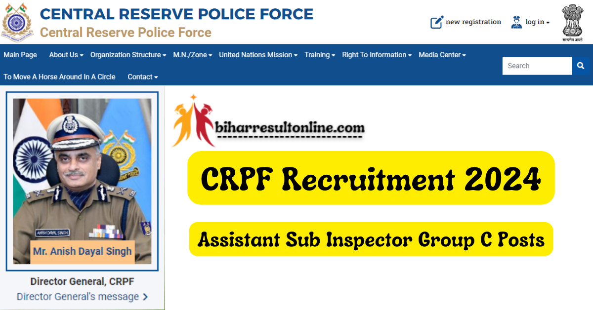 CRPF Assistant Sub Inspector Group C Recruitment 2024