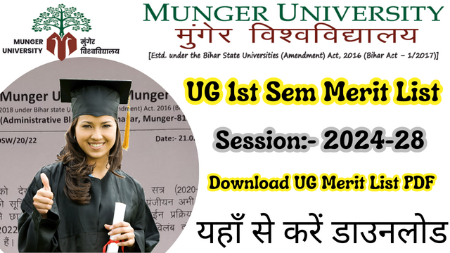 Munger University UG 1st, 2nd & 3rd Merit List 2024-28