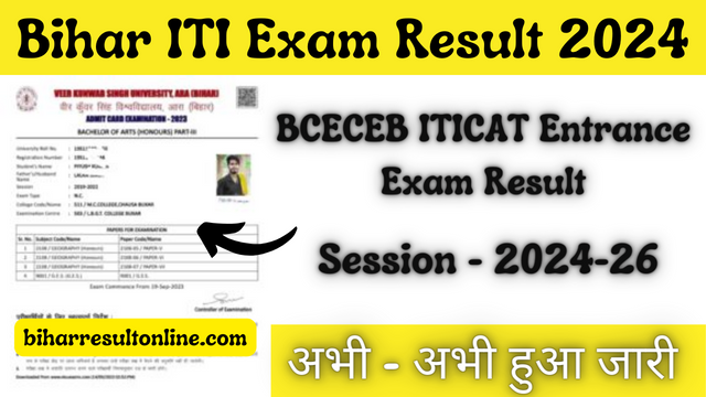 Bihar ITICAT Entrance Exam Result 2024 Online