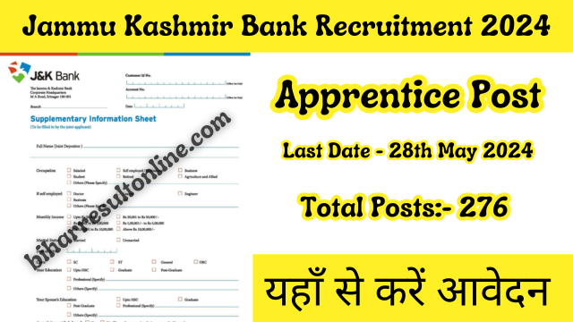 Jammu Kashmir Bank Apprentice Vacancy 2024 Official Notification