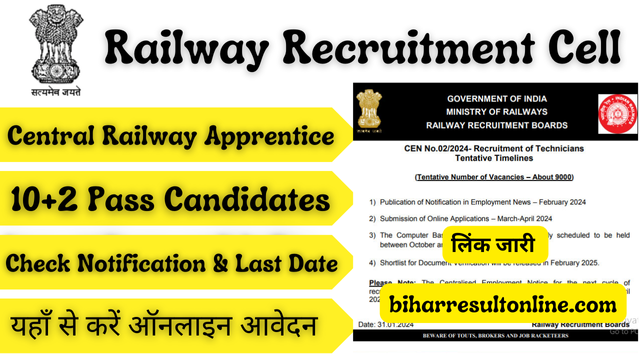 Railway Central Railway (CR) Apprentice Recruitment 2024 Official Notification