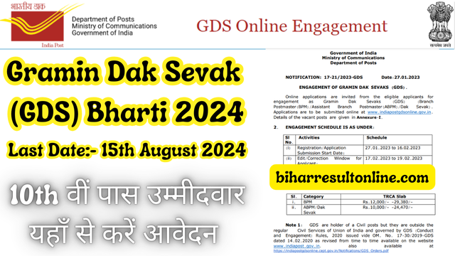 India Post Gramin Dak Sevak Recruitment 2024 Official Notification