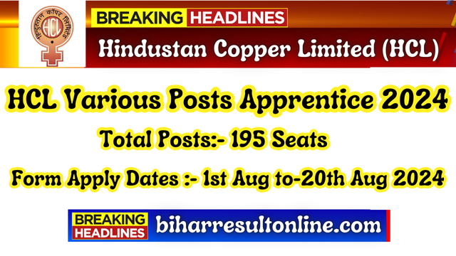 Hindustan Copper Limited Apprentice Bharti Notification 2024 Online