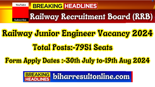 Railway Junior Engineer Vacancy 2024 Online