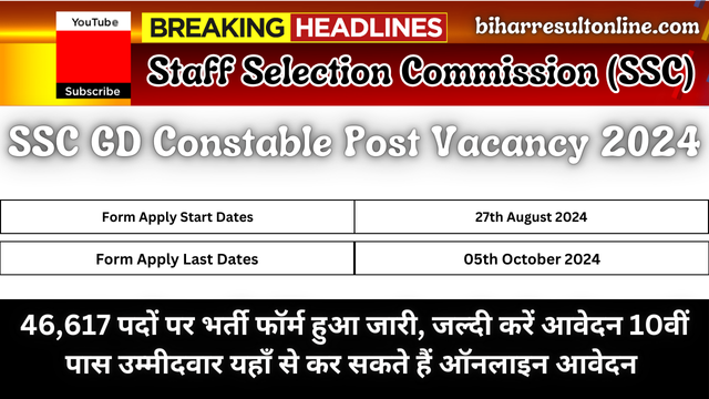 SSC GD Constable Recruitment 2024 Online