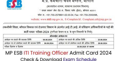 MP ESB ITI Training Officer Admit Card 2024