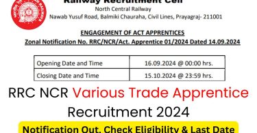 RRC NCR Various Trade Apprentice Recruitment 2024