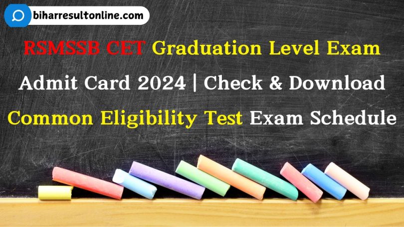 RSMSSB CET Graduation Level Admit Card 2024