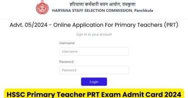 HSSC Primary Teacher Admit Card 2024