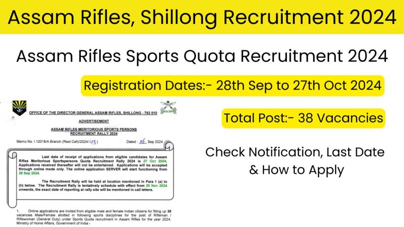 Assam Rifles Sports Quota Recruitment 2024