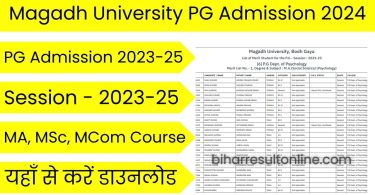 Magadh University PG 1st Merit List 2024