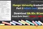 Munger Univesity UG Part 2 Admit Card 2024