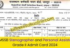 RSMSSB Stenographer and Personal Assistant Grade II Admit Card 2024