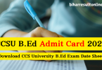 CCSU B.Ed 1st & 2nd Year Admit Card 2024