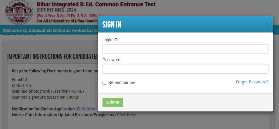 Bihar Integrated BEd Admit Card 2024