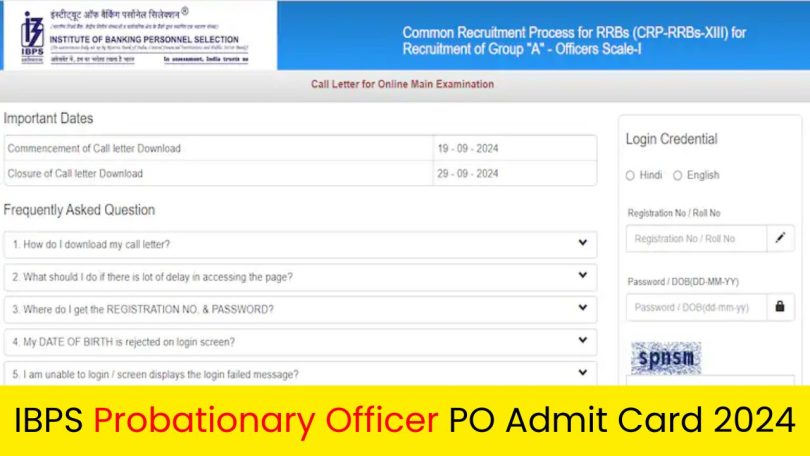 IBPS PO / MT Recruitment Admit Card 2024