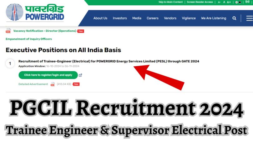 PGCIL Trainee Engineer & Supervisor Electrical Recruitment 2024