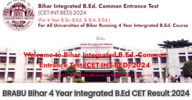 BRABU Bihar 4 Year Integrated B.Ed CET Result 2024