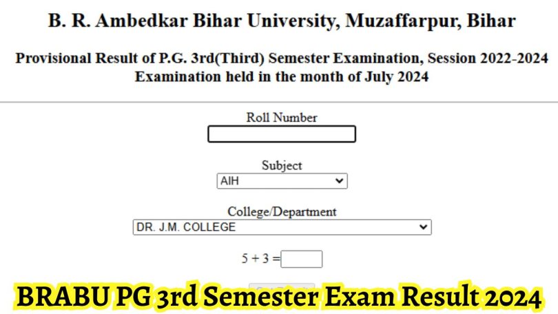 BRABU PG 3rd Semester Exam Result 2024