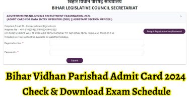 Bihar Vidhan Parishad Recruitment Admit Card 2024