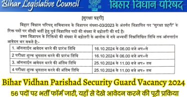 Bihar Vidhan Parishad Security Guard Bharti 2024