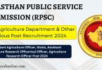 RPSC Agriculture Department Recruitment 2024