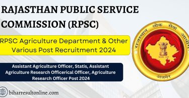 RPSC Agriculture Department Recruitment 2024