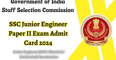 SSC Junior Engineer Paper II Admit Card 2024