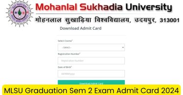 MLSU Graduation Sem 2 Exam Admit Card 2024