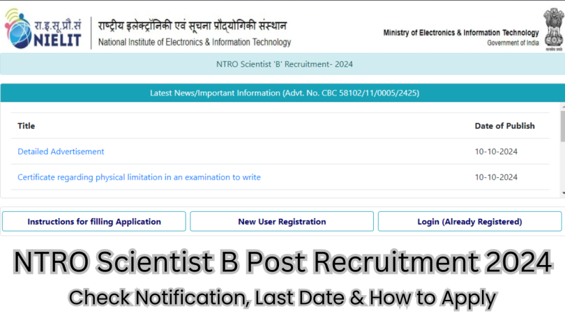 NTRO Scientist B Post Recruitment 2024