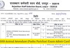 RSMSSB Animal Attendant Admit Card 2024