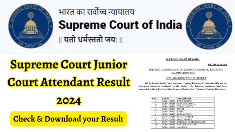 SCI Junior Court Attendant Recruitment Result 2024