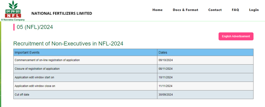 NFL Non-Executives Recruitment 2024