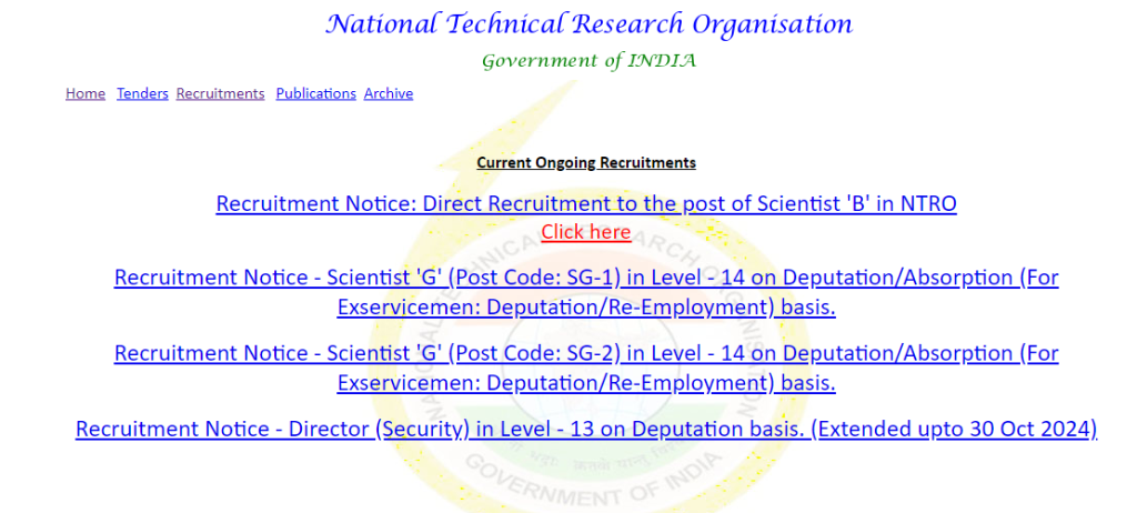 NTRO Scientist B Recruitment 2024