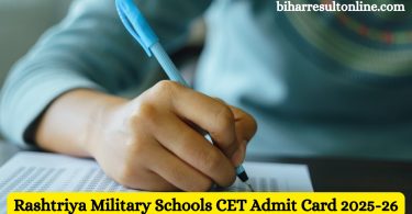 Rashtriya Military Schools CET Admit Card 2025-26