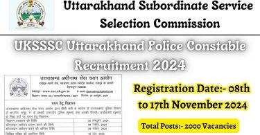 UKSSSC Uttarakhand Police Constable Recruitment 2024