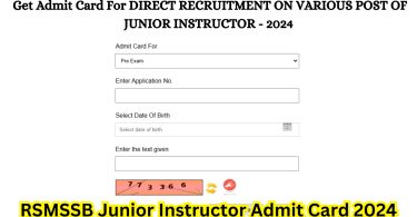 RSMSSB Junior Instructor Admit Card 2024