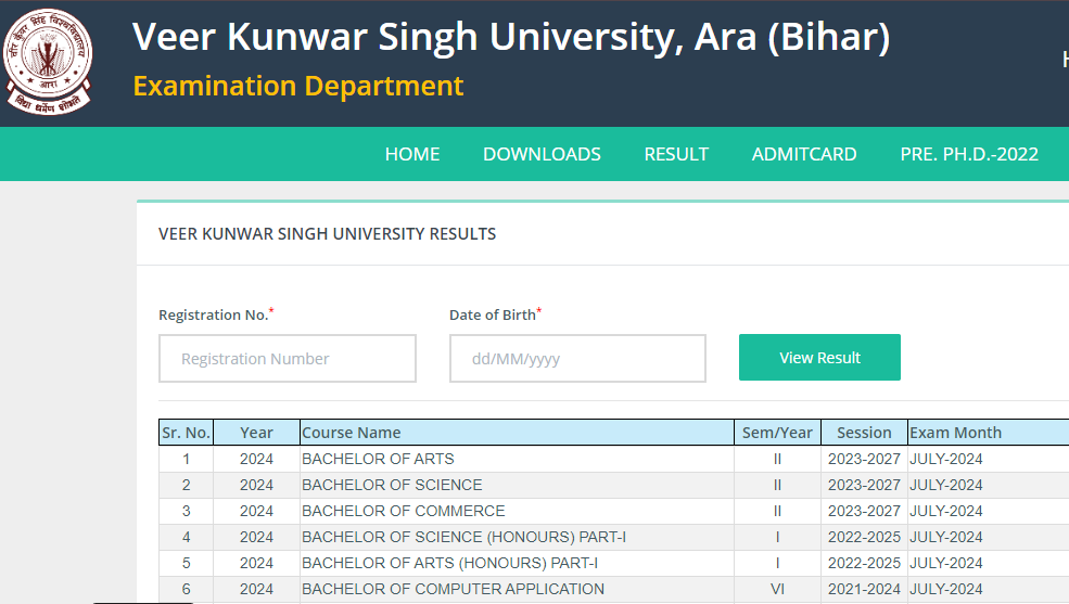 VKSU PG Semester 1 Result 2023-25