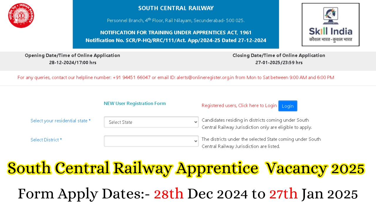 RRC SCR Apprentice Vacancy 2025