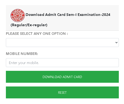 LNMU UG 1st Semester Admit Card 2024-28